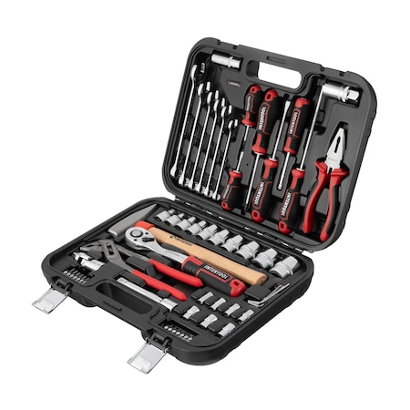Intertool 1/4 in., 1/2 in. Drive Full Mechanics Tool Set, Metric, 56 pcs ET08-8056